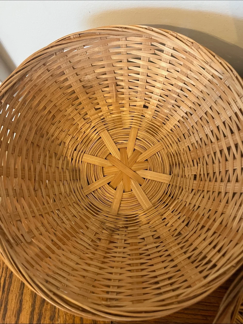 Three Woven Decorative Baskets - Natural Brown Rattan